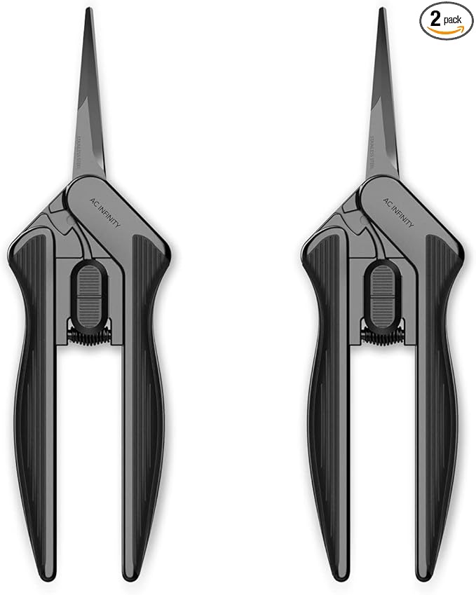AC Infinity 6.6” Stainless Steel Pruning Shear 2-Pack, Lightweight Ergonomic Design, Straight Precision Blades with Nonstick Teflon Coating for Gardening, Hydroponics, Grow Tents