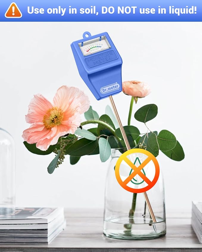 Soil Moisture Meter Tester for Plants, Long Probe Hygrometer Moisture Sensor for Houseplants Indoor Outdoor Garden Lawn Use - Plant Water Gauge Meter, No Battery Needed, Gardening Gifts, Blue