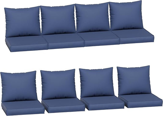 Amopatio Outdoor Cushions for Patio Furniture, Outdoor Chair Cushions Fits 8-seat Sectional Conversation Sets, Patio Replacement Seat Cushion for Patio Chairs (Navy)