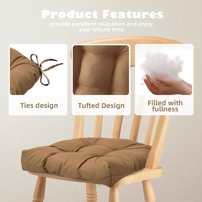2 Pack Waterproof Outdoor Chair Cushions, Tufted Wicker Chair Cushions, U-Shaped Seat Cushion for Patio Furniture Garden Rocking Chairs, Hawii, 19"x19"x3.9"