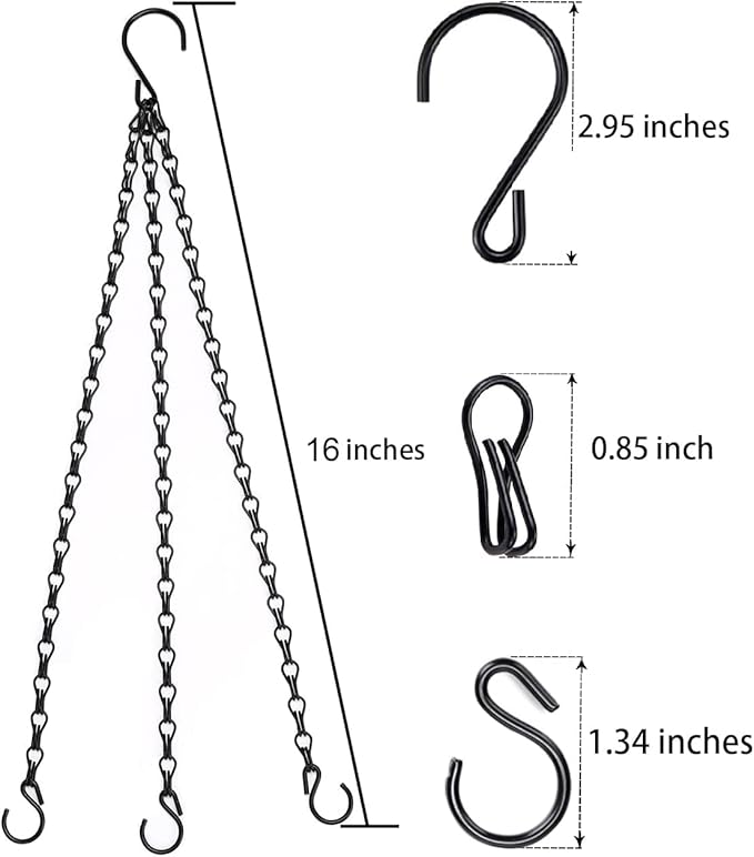 Heybe 16 Inch Hanging Basket Chain with Hooks for Pot Planters, Bird Feeders, Lanterns and More