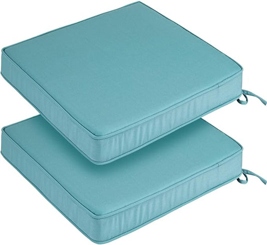 Outdoor Chair Cushions 18x18 Inch,Set of 2,Water Resistant Chair Pads with Ties,Square Seat Cushion 18"x18"x2.5",Patio Chair Cushion for Garden,Backyard Furniture(Teal)