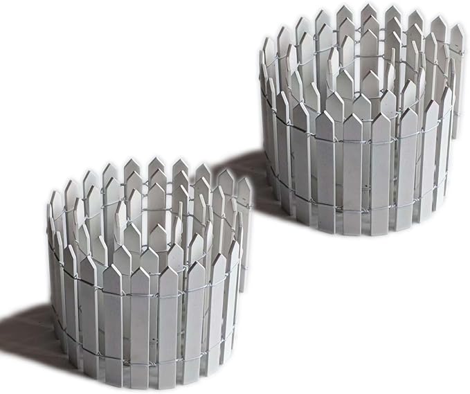 Miniature White Picket Fence - 35 Inch Length DIY Small Wooden Fence for Crafts, Dollhouses, Fairy Gardens, Plant Pots & Micro Landscapes, 2Pcs (4 Inch High)