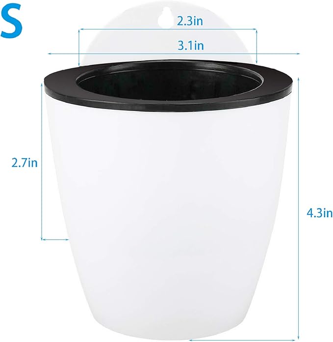 7Pack Self-Watering Plant Flower Pot Wall Hanging Plastic Planters Size 3 inch with 7 Hooks Replacement for Plants Flowers Indoor Outdoors