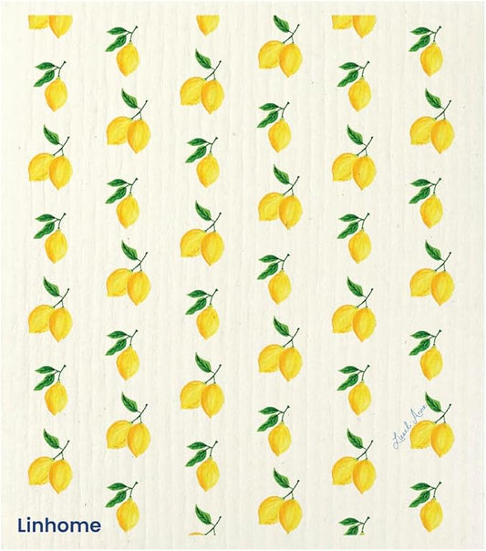 Lemon Collection Swedish Dishcloth, Reusable Paper Towel, Super Absorbent Cellulose Sponge, Kitchen Cleaning Cloth, Washable & Compostable (Lemon Zest Spritz - 1 Pack)