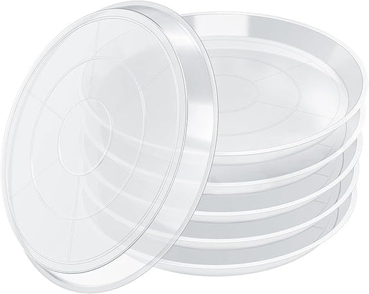 6 Pack Clear Plant Saucer, Durable Plant Drip Trays Saucers for Pots, No Holes Water Catcher Trays for Indoor Outdoor Planter, Sturdy Base Plate (Clear, 6.2"-6Pack)