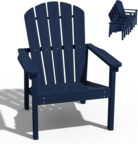nevilywood Compact Stackable Adirondack Chairs, 26.3" Wide HDPE Outdoor Patio Chairs - Durable, Space-Saving Design for Porch, Lawn or Garden, Navy