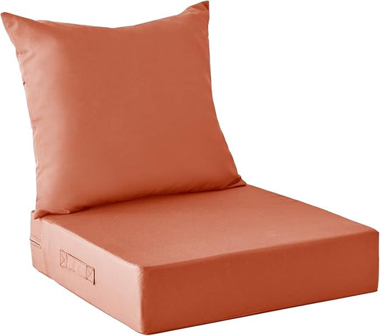 Outdoor Cushions for Patio Furniture,Outdoor Seat Cushion Set 24 x 24 x 5.75 Inch,Patio Chair Cushion, Spice 2