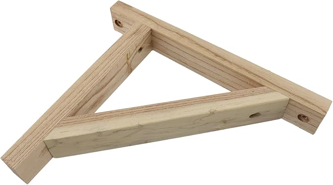 Antrader Wood Shelf Bracket, 2Pcs Wall Mount Triangle Floating Shelf Supports for Hanging Sconce Pendant Lamp,Planters,Wind Chimes, Include Mounting Screws(9"x7",Natural)