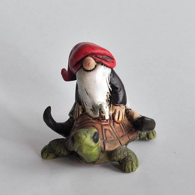 Top Collection Miniature Fairy Garden and Terrarium Gnome Riding on Turtle Statue