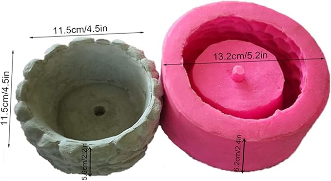 Round Wooden Pile Flower Pot Concrete Silicone Molds for Epoxy Resin Succulent Plant Vase Clay Cement Moulds Candle Soap Pen Holder Molds