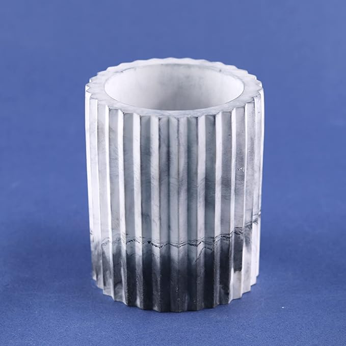 Round Vertical Stripe Flower Pot Silicone Mold Plaster Succulent Planter Vase Concrete Mold Candle Jar/Pen Container Epoxy Resin Cement Clay Mould