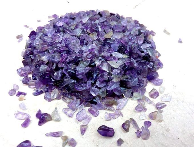 IMALY Amethyst Tumbled Chips Stone Polished Crushed Healing Crystal Quartz Pieces Irregular Shaped Stones for Home Decorative Stones Vases Plants Succulents 0.5lb