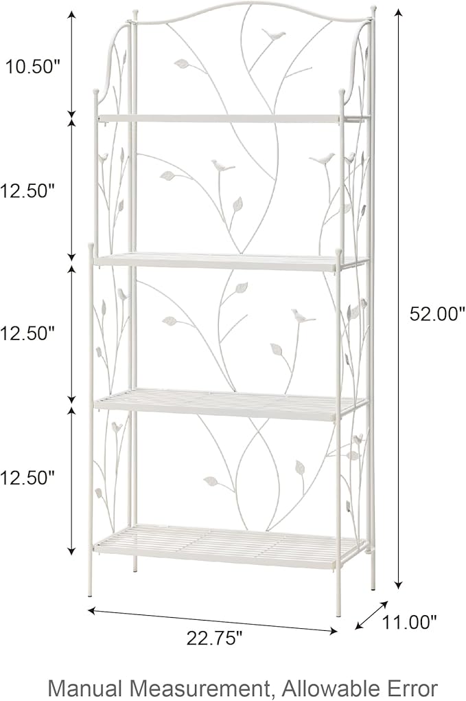 Glitzhome 52" H Rectangular Metal Rack 4 Tier Plant Stand Multiple Holder Shelf for Indoor Outdoor Garden, White