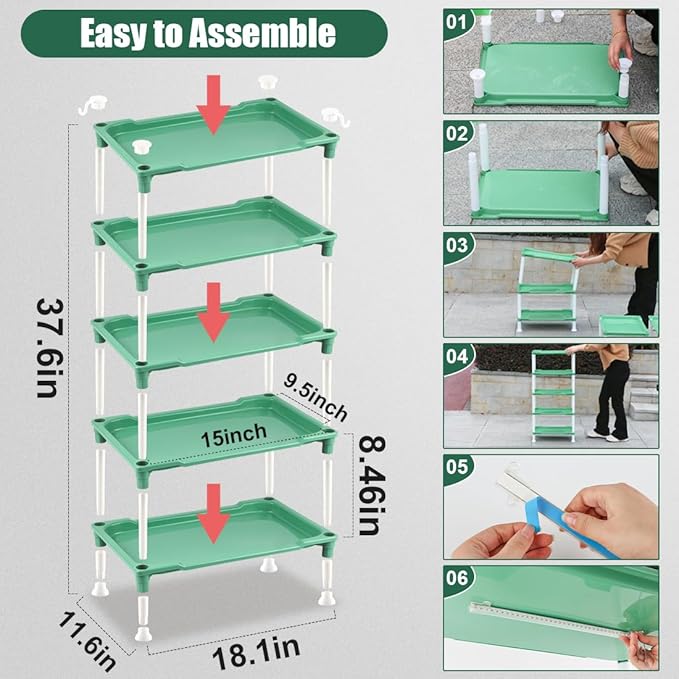 5-Tier Seed Starter Tray, Plant Stand with Grow Lights Full Spectrum Sunlike Plant Light for Indoor/Greenhouse Small Plant Pots, Cell Trays, Succulents, Seedlings Gardening