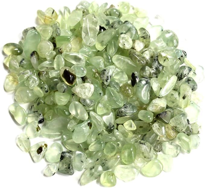 IMALY Prehnite Tumbled Chips Stone Polished Crushed Healing Crystal Quartz Pieces Irregular Shaped Stones for Home Decorative Stones Vases Plants Succulents 0.5lb