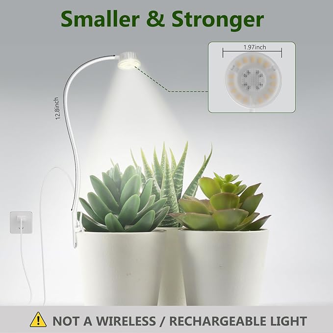 Shyineyou Small Grow Lights for Indoor Plants Full Spectrum,Plant Lights for Indoor Growing, Clip on Plant Grow Light with 3/9/12H Timer for Succulents,Small Plants, 3-Pack