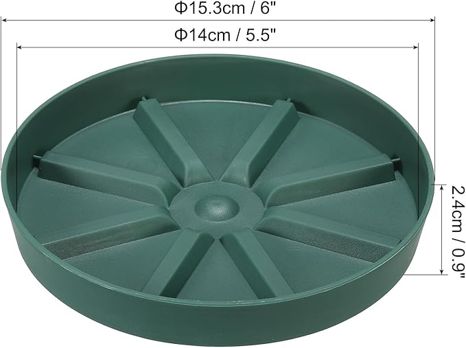 PATIKIL 6 Inch Plant Saucers Tray, 2Pcs Durable Plastic Round Flower Pot Drip Tray Thicker Anti-Rot Root for Indoors Outdoors Home Garden, Green