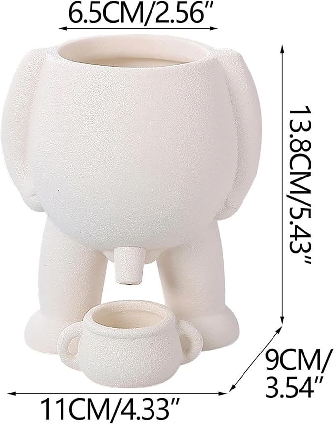 Ceramic Funny Peeing Plant Pot Novelty Plant Pots Peeing Pot Planter Tabletop Creative Piss Vase Small Flower Planters with Drainage Hole for Plants Flowers Home Office Garden Decor, White