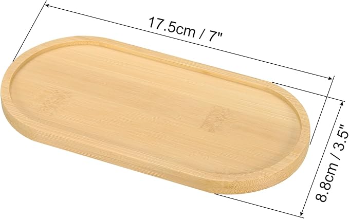 PATIKIL Bamboo Wood Saucer, 7x3.5 Inch Rectangular Wooden Plant Drainage Tray Bonsai Plants Saucer Succulent Pot for Home Balcony