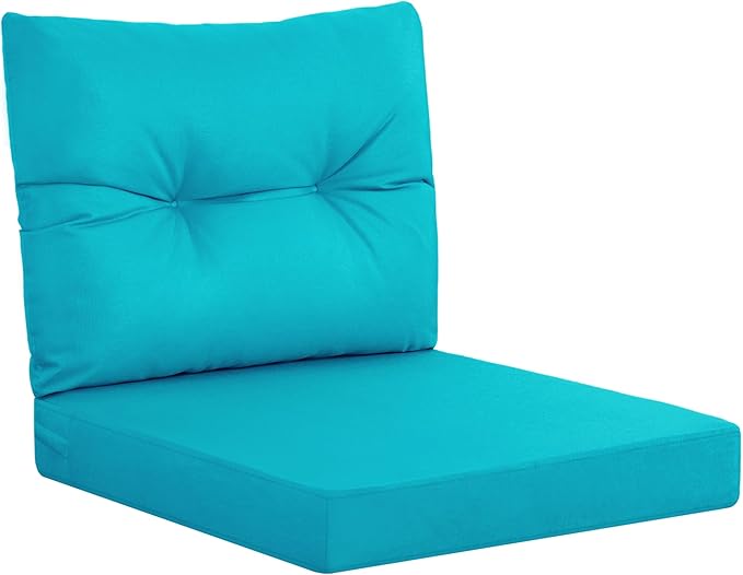 YEFU Olefin Outdoor Chair Cushions: Fade Resistant Outdoor Seat Cushion 24 x 24 - All Weather Patio Furniture Cushion with Ties - Deep Seat Patio Cushions for Chair Sofa Couch(Blue)