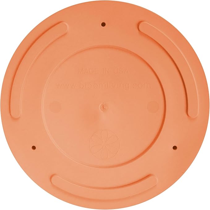 Bloem Mathers Round Planter with Saucer Tray: 12" - Terra Cotta - Modern Design, Durable Plastic Pot, Removable Saucer, for Indoor & Outdoor Use, Gardening, 5.8 Gallon Capacity