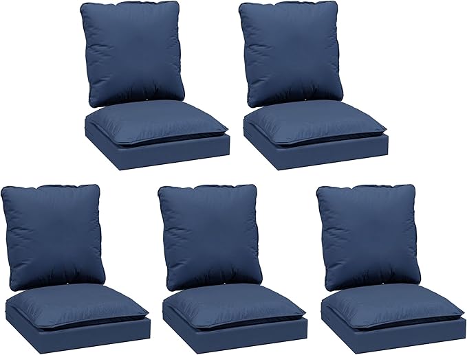 Joyside Outdoor Chair Cushions Set, 24x24 Inch Smile Patio Furniture Cushions, 6’’ Thick, Double-Layer, Water Resistant & Fade Resistant, Outdoor Replacement Cushions for Seat and Sofa