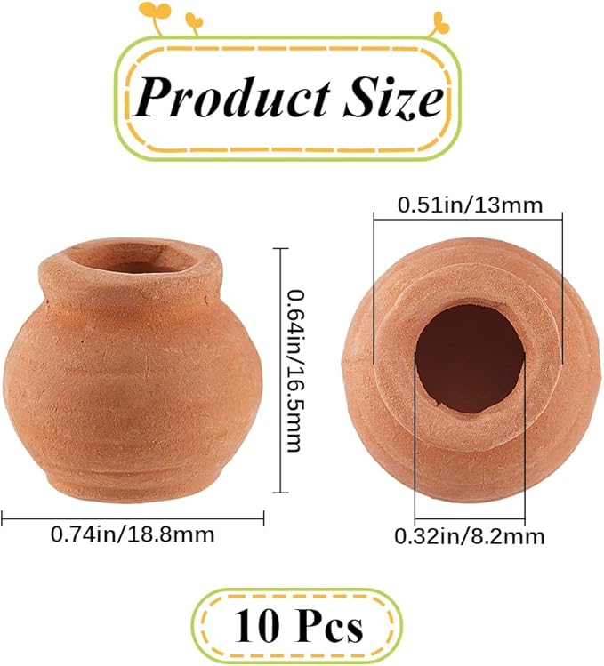 GORGECRAFT 1 Box 10Pcs Miniature Tiny Clay Pots Pottery Planter Mini Flower Terra Cotta Succulent Pots for Fairy Garden DIY Plants Office Desktop Windowsill Decoration Nursery Wedding Favors
