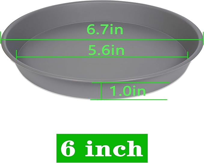 6 Packs of Plant Saucer Tray 6 inch, 4 5 6 8 10 12 14 16 18 20 inch Heavy Duty Plastic Drip Trays Saucers for Indoors Outdoor Garden, Flower Pot Drainage Tray, Plate for Planter 5-7" (6", Gray)