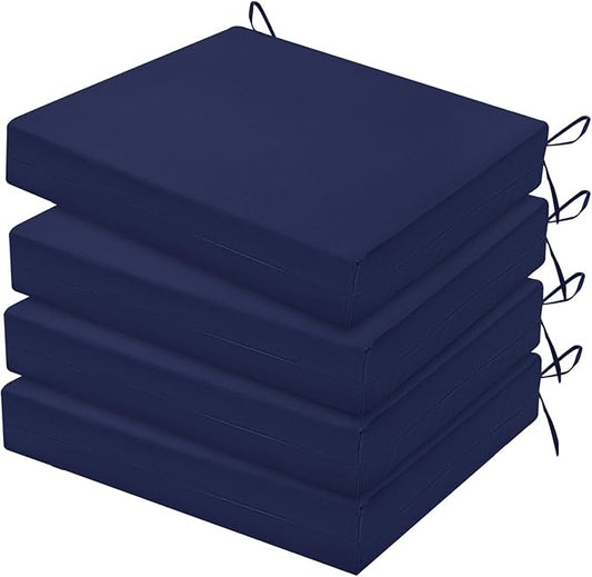 HARBOREST Outdoor Chair Cushions Set of 4, Water Resistant Patio Chair Cushions with Ties, Square Corner Outdoor Seat Cushions for Patio Furniture, 18.5"x16"x3", Navy