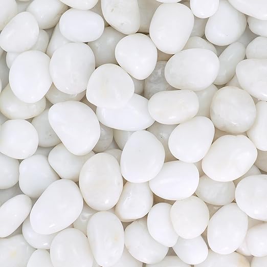 Pebbles for Indoor Plants, 5lbs White Pebbles 0.5-1.2 Inch Decorative River Rocks for Planters, High Polished Stones for Vase Filler Fish Tank Landscaping Garden