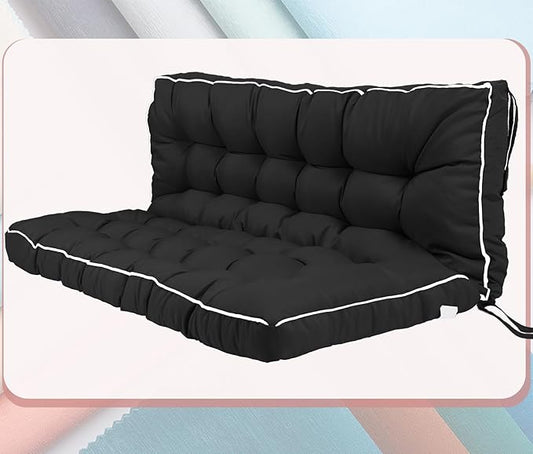 2-3 Seat Swing Replacement Cushion, Outdoor Bench Cushions with Backrest Thicken 4", Patio Furniture Garden Porch Loveseat Glider Pad Anti-Fading Waterproof (Black, 40x70in-thicken)