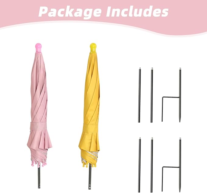 Plant Umbrellas for Outdoor Plants, Garden Umbrella Shade for Potted Plants, Sun Shade Cover for Garden Bed, Upgraded Small Plant Umbrella 21'' Diameter Adjustable Height 2 Pack Pink Yellow