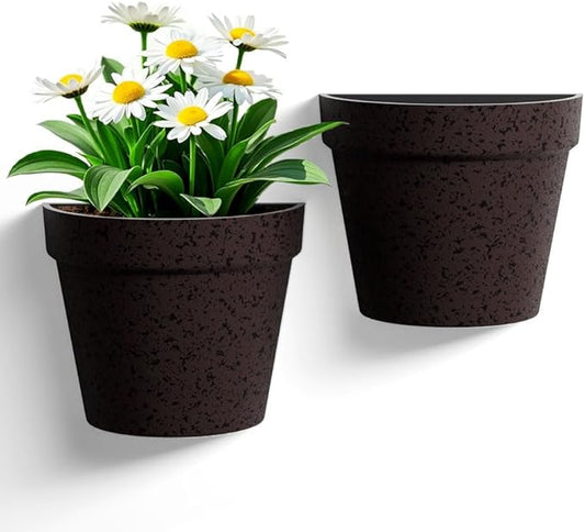 2 Pack Plastic Wall Planter for Indoor Plants, 7.5 Inch Hanging Wall Planter Pots, Wall Mounted Succulent Planters (Iron)