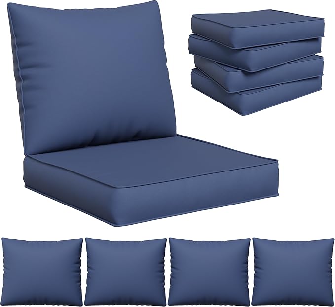 UDPATIO Outdoor Cushions for Patio Furniture, 4'' Replacement Cushions for Outdoor Furniture, 4 Seat Water-Resistant Outdoor Sectional for Sofa Couch Chair(Navy)