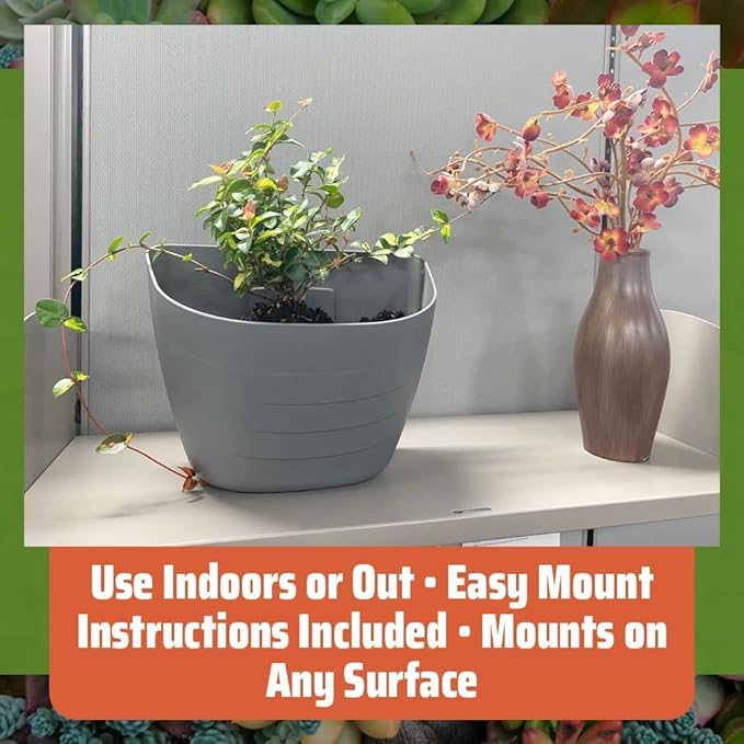 12 Inch Self-Watering Wall Planter for Indoor & Outdoor Use – Vertical Hanging Planter, BPA-Free, UV-Resistant – Perfect for Flowers, Herbs & Vegetables (Concrete Gray, with Plug)