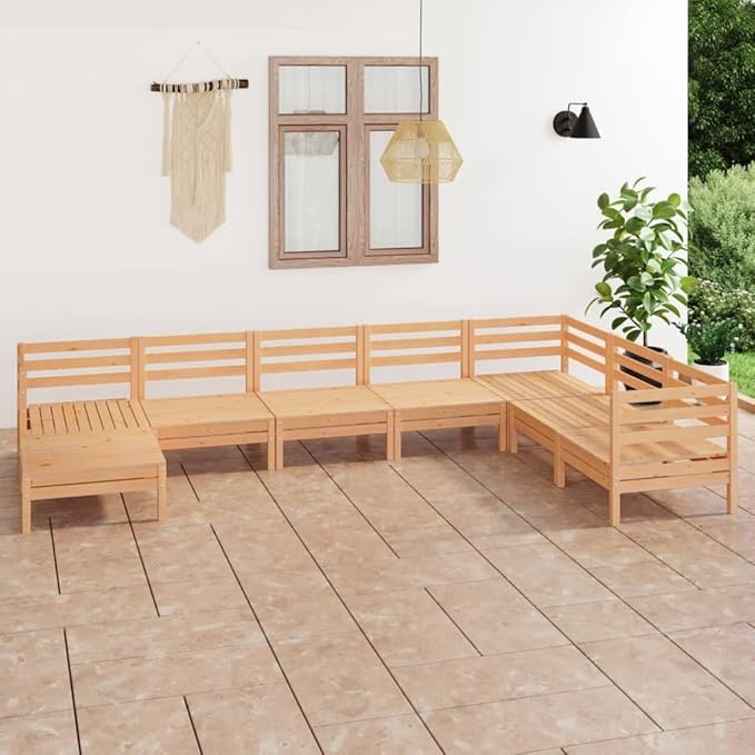 SKM 8 Piece Garden Lounge Set Solid Wood Pine (Weight-67KG)-2984