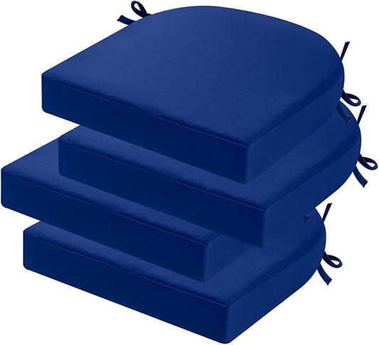 idee-home Outdoor Chair Cushions Set of 4, Thick 19" x 19" x 2" Outdoor Seat Cushions Patio Furniture Waterproof with Ties, Dining Pads