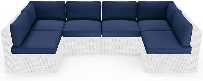 Oakcloud Oakmont Outdoor Replacement Cushions for Patio Conversation Set, Water-Resistant Cushion for Patio Furniture, 14-Piece Cushions for 6-seat Outdoor Sectional Sofa (Dark Blue)