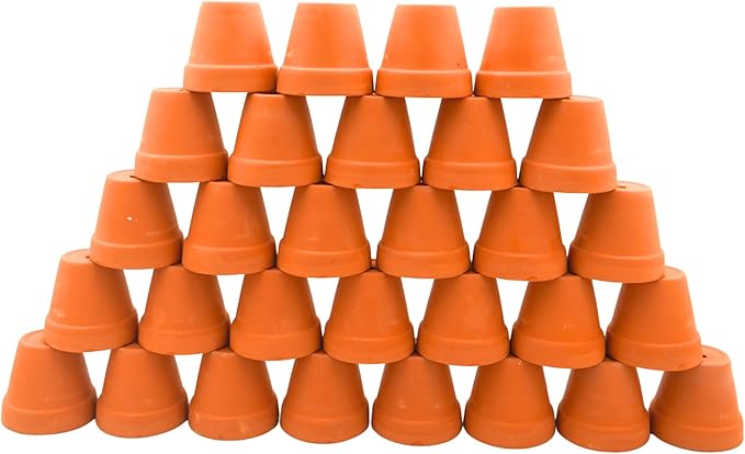 Mini Terracotta Pots – Small Clay Flower Pots for Succulents, Cactus, DIY Crafts, Fairy Garden, School Projects, Mini Planters, Set of 30 (Classic Cylinder, 1.8 Inch)