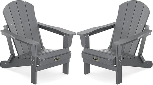 SERWALL Adirondack Chair Set of 2 for Patio Garden Outdoors Fire Pit- (Folding Gray)
