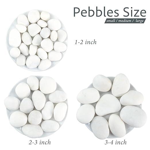 River Rocks, 40lbs White Pebbles for Indoor Plants, 1-2 Inch Aquarium Rocks, Natural Stones for Landscaping Garden Paving Plant Rocks Crafting Walkways
