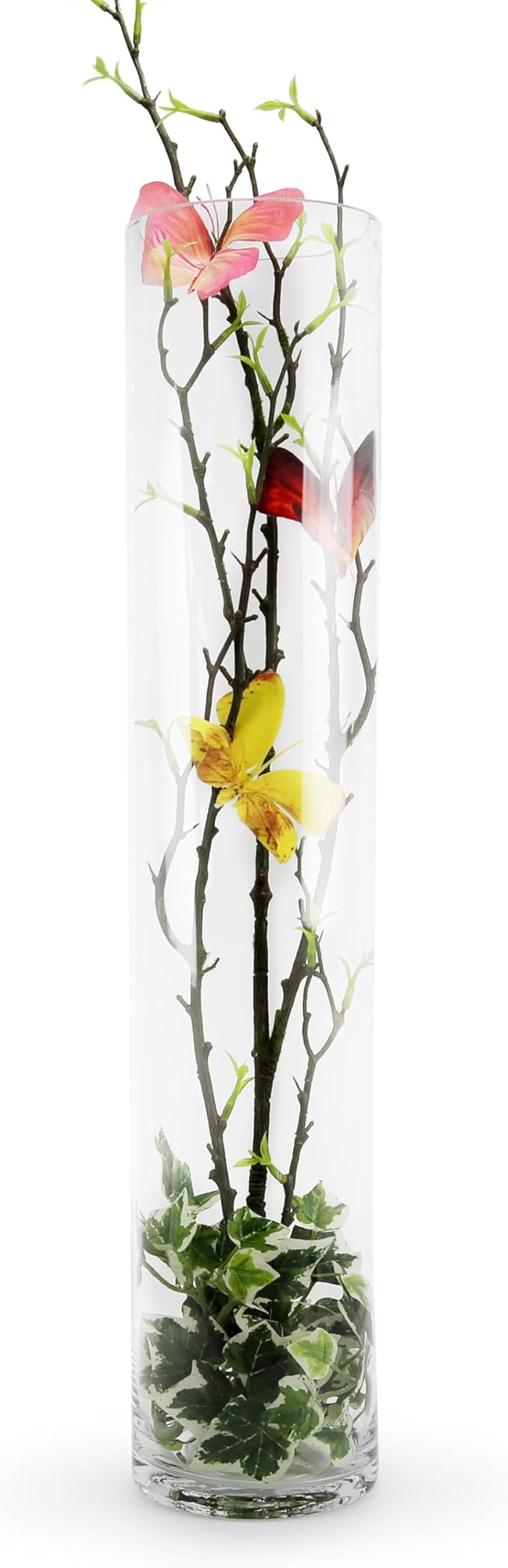 WGVI Quality Thick Weighted Tall Clear Cylinder Glass Vases, 4" W x 20" H, Flower Arrangement Floating Candle Holders Wedding Centerpieces Event Floral Tabletop Display Décor, Bulk Wholesale, 6 Pcs