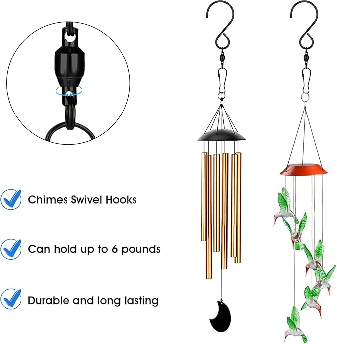12 Pack Swivel Hooks Clip Spiral Hanging Chain Hook 360 Degree Dual Windsock Clip for Hanging Bird Feeder House Planters Basket Birdbath Wind Spinner Chimes Crystal Twisters Party Supply(black)