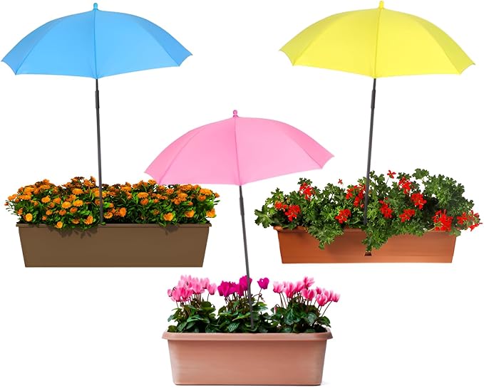 3 Pack Plant Umbrellas for Outdoor Plants, 26" Larger Plant Shades for Potted Plants and Garden Beds, 40" Height Garden Umbrella Sun Protection Shade Cover for Flowers Fruits Vegetables
