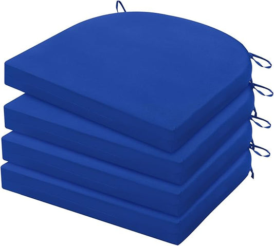 HARBOREST Outdoor Chair Cushions Set of 4, Water Resistant Patio Chair Cushions with Ties, Outdoor Seat Cushions for Patio Furniture, 17"x16"x2", Royal Blue