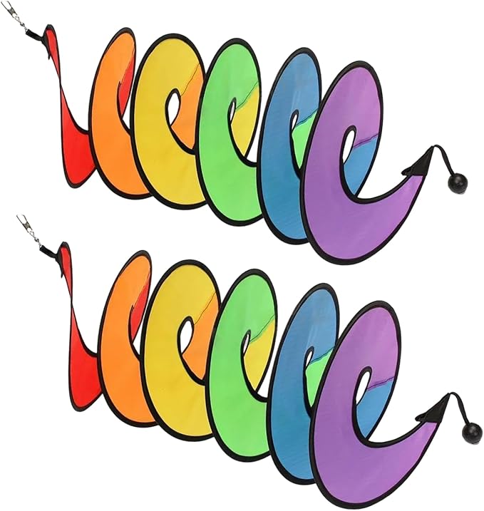 2 Pcs Rainbow Wind Spinners for Yard Garden Hanging Colorful Spiral Rotating Windmill Wind Spinner Ornament Lawn Spinners Outdoor Indoor Decoration for Porch Polyester Portable Rotate Accessories