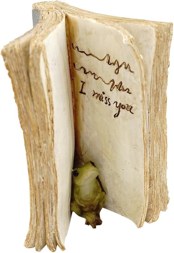 Top Collection Miniature Fairy Garden and Terrarium Frog Hiding in Book Figurine