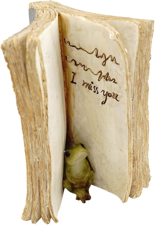 Top Collection Miniature Fairy Garden and Terrarium Frog Hiding in Book Figurine