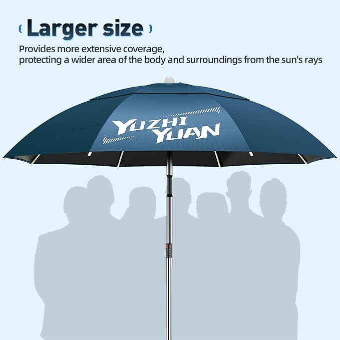 Exclusive Black Coating Outdoor Patio Umbrella, 6.5FT/7.2FT Adjustable Tilt Sun Shade Beach Table Umbrella, Heavy-Duty Nylon Canopy & Carry Bag, UV Protection Yard Umbrella for Fiushing Pool Garden